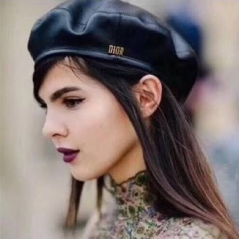 Dior D-Dream Leather Beret Size 58